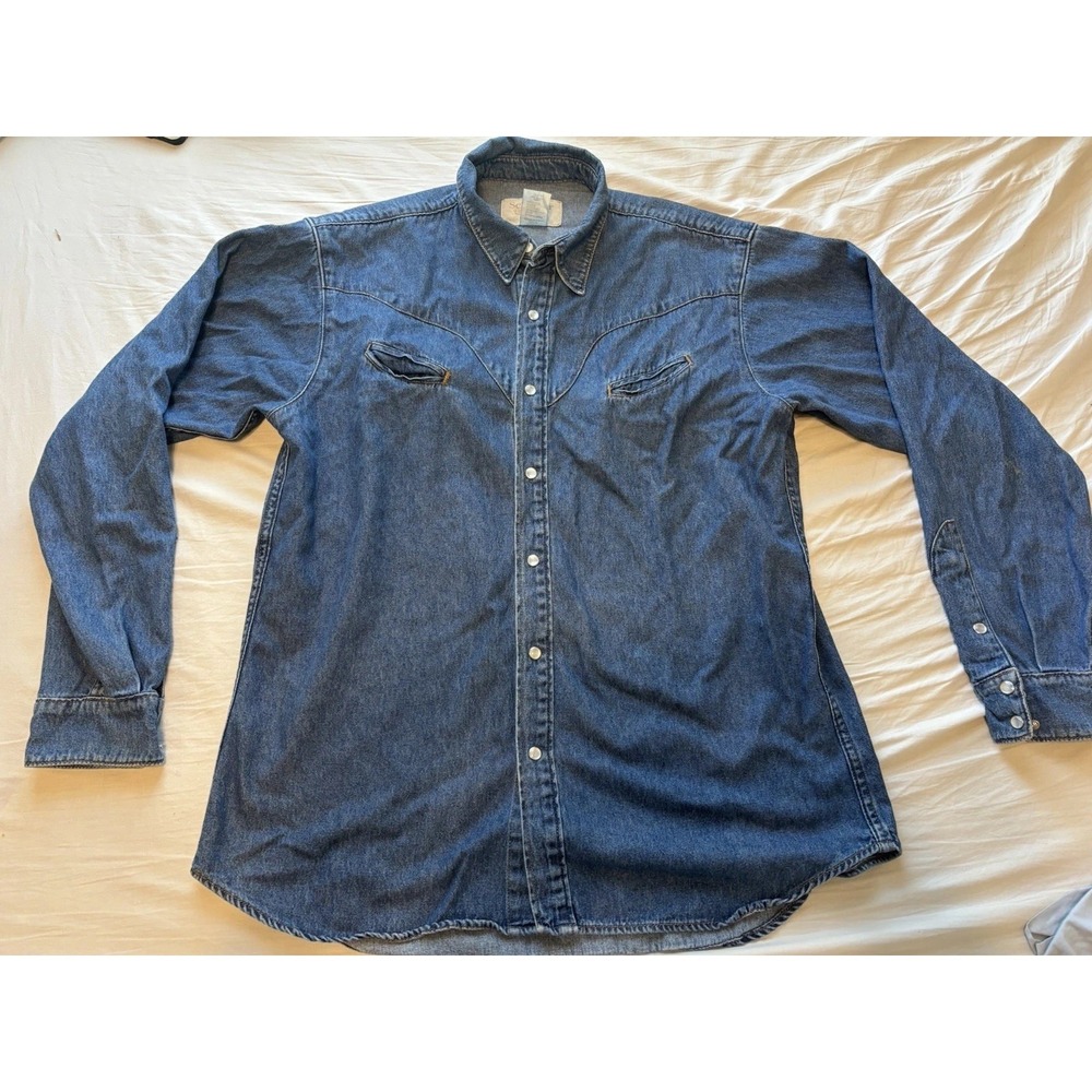 Schaefer Outfitter Blue Denim Western Thin Lightweight Jacket⭐️Style 6050⭐️Sz L